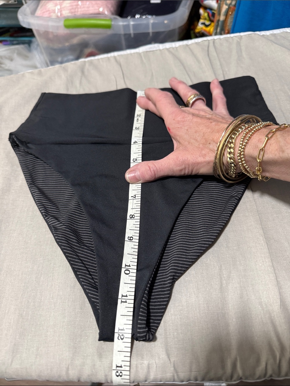 Acacia Black High Rise Fold Over Bikini Bottoms Size M - Picture 9 of 9